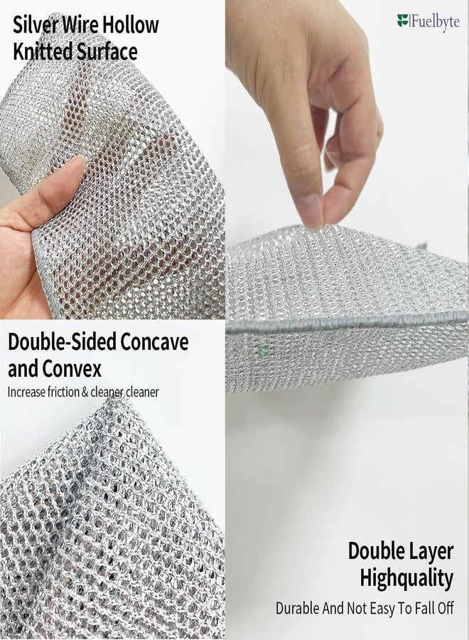 Fuelbyte 6 Pcs Double Layered Dish Wash Cloth Non Scratch Steel Wire Dish Cloth Wet and Dry Dishwashing Rugs for Kitchen Accessories Items Cleaning Supplies for Sinks Counters - Image 5